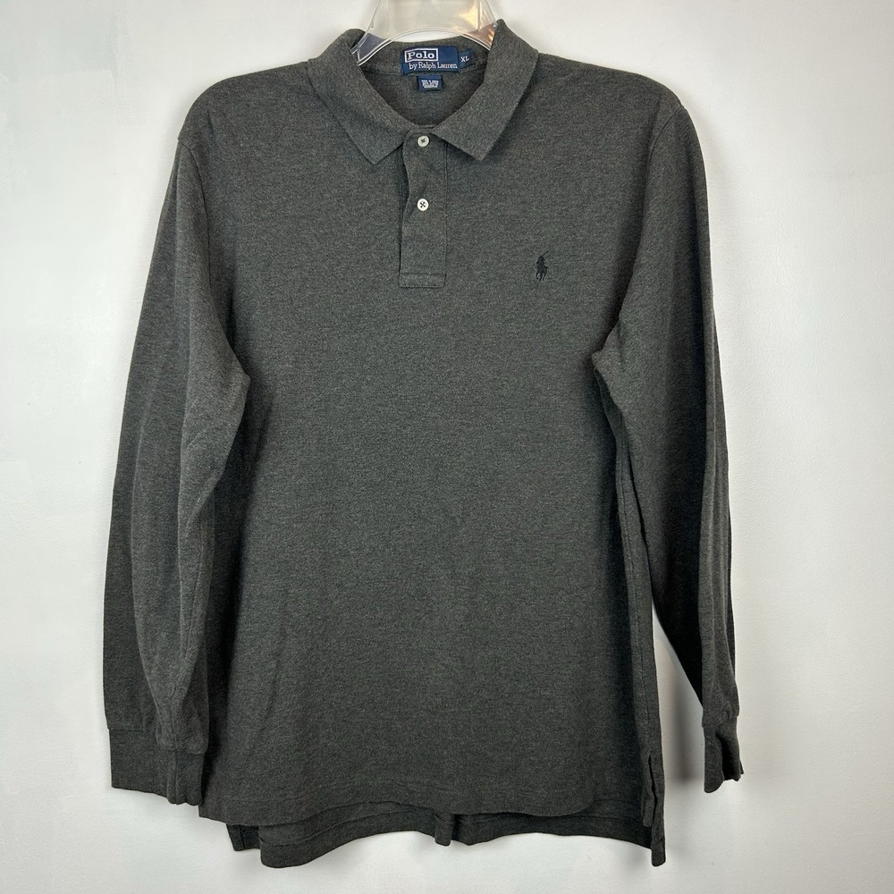 Polo Ralph Lauren Mens XL Long Sleeve Gray Shirt Pony Logo Preppy Minimalist